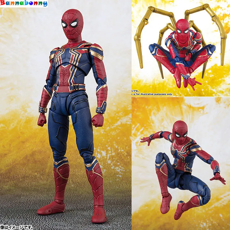 Hot 14CM Spider-Man Spiderman Avengers Infinity War upgrade iron spidere Action figure toys doll Christmas gift with box | Игрушки и