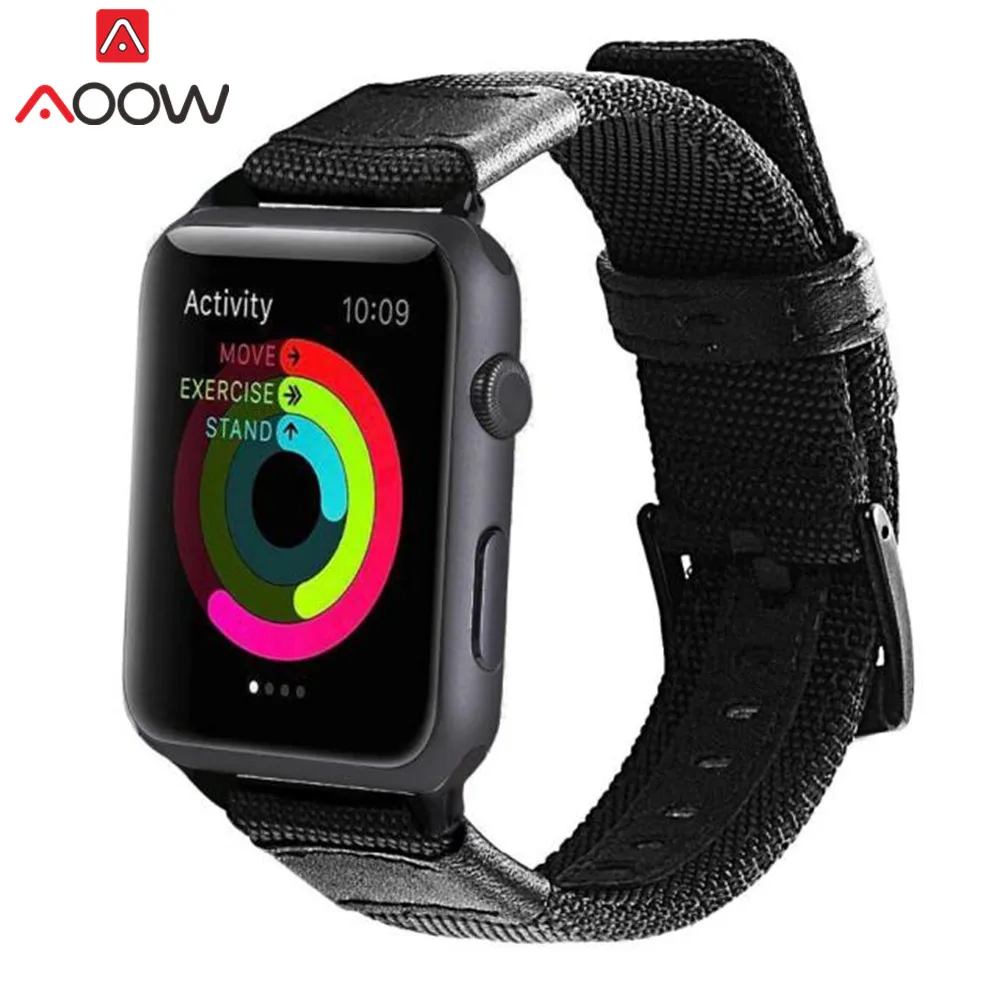 Холщовый нейлоновый ремешок для часов Apple Watch 38 мм 40 мм 42 мм 44 мм браслет из натуральной кожи ремешок для iWatch 1 2 3 4