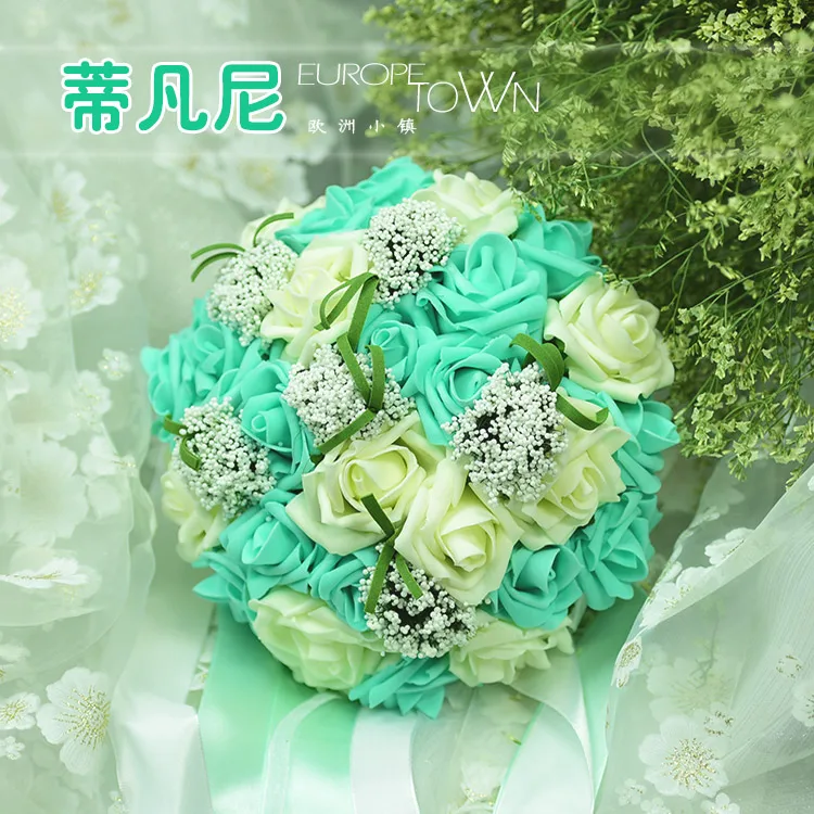 Синий романтический свадебный Роза для подружки невесты с жемчужинами