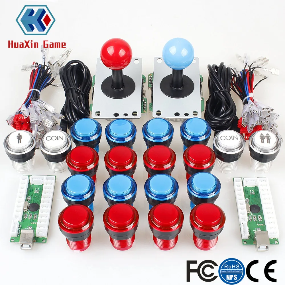 Аркада DIY Kit часть 8 способ джойстика + 16 x LED подсветкой кнопка 2 игрока монеты