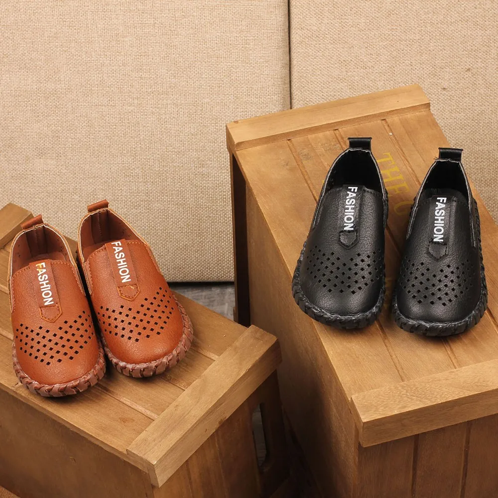 Демисезонные модные детские туфли для мальчиков кожаные официальные