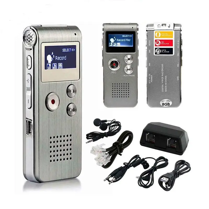 Портативный ЖК экран 8 ГБ Цифровой звук аудио рекордер Диктофон MP3 плеер