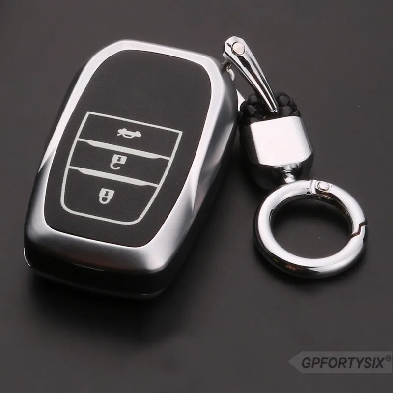 Серебристый чехол из цинкового сплава для автомобильного смарт ключа Toyota Camry Coralla