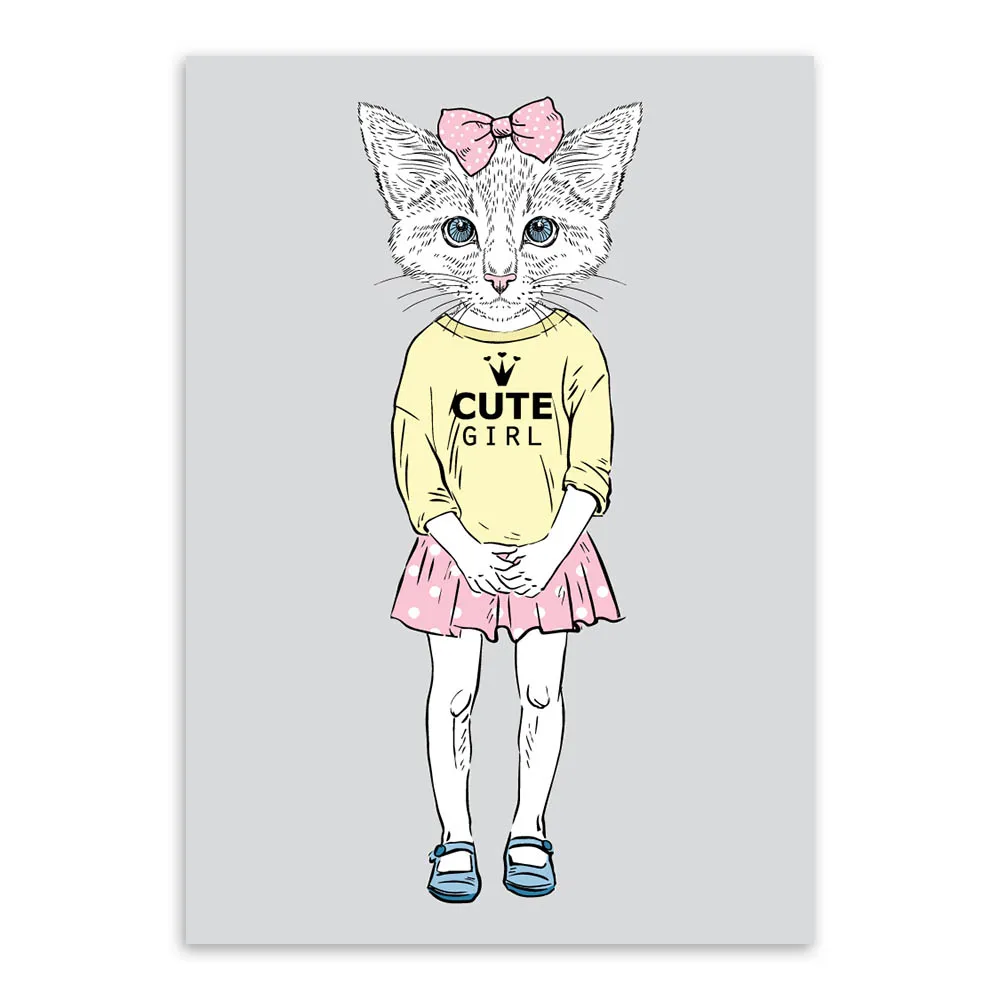 Большой художественный постер с принтом животных кошек мультфильмов А4 хиппи