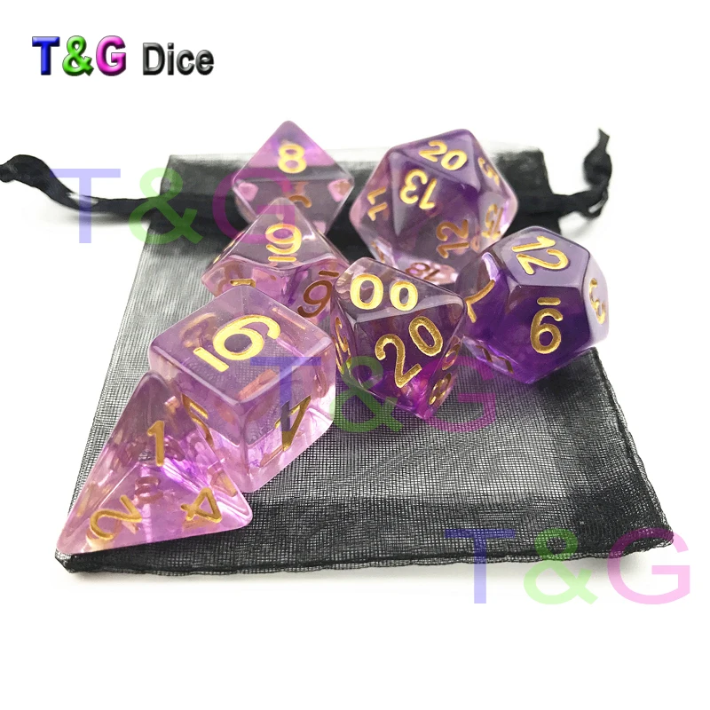 Совершенно новые кости многогранные Туманность Набор из 7 для D& d игры плюс сумка игра кости подарок
