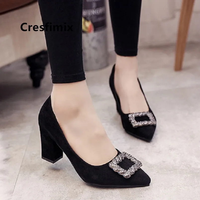 

Cresfimix bombas de mujeres/женские модные удобные офисные туфли на квадратном каблуке; Женские Повседневные Вечерние туфли высокого качества на высок...