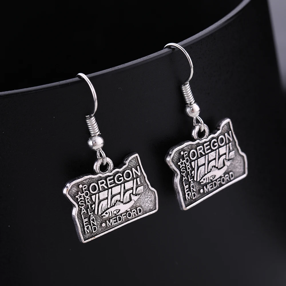 Рыбий крючок карта штатов США серьги Орегон и кулоны контур состояние Шарм в