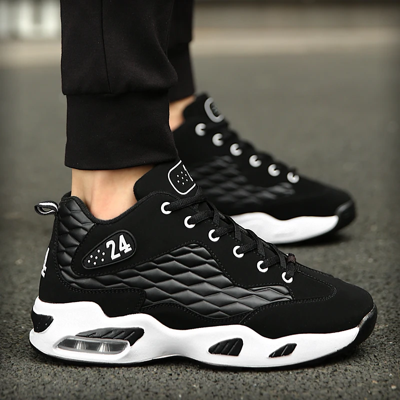 New Basketball Shoes for Men Comfortable Cushioning Athletic Shoes Air-cushioned Outdoor Sport Shoes Basket Breathable Sneakers - Цвет: Черный