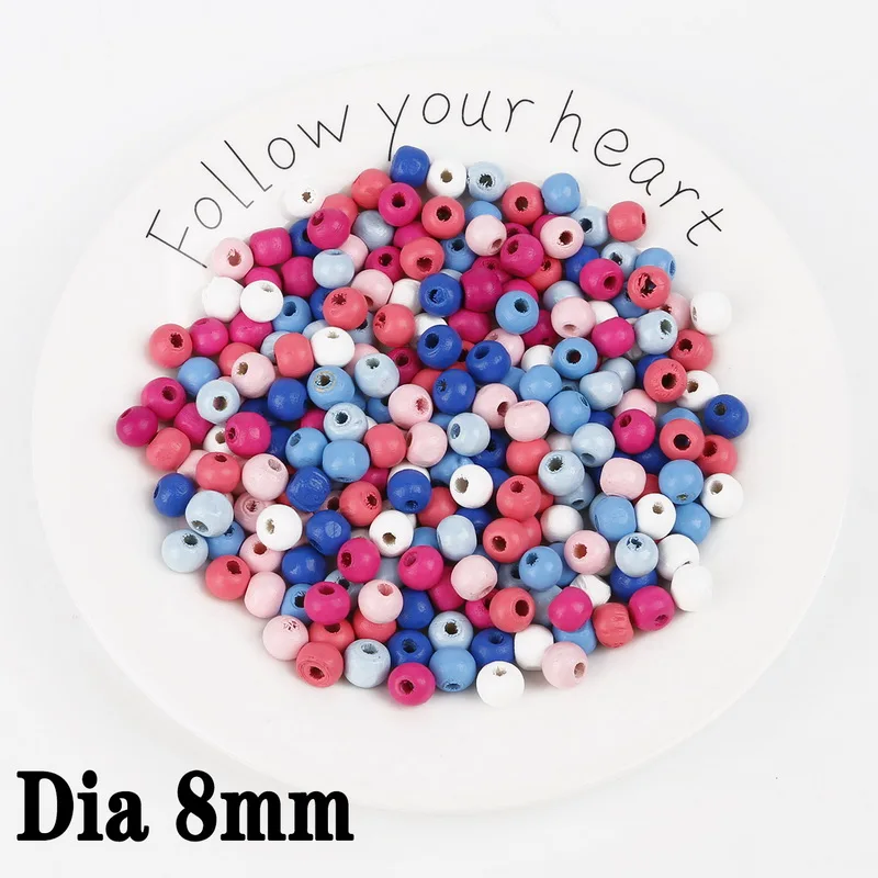 300pcs Hole 3mm 30 разные стили Размеры Природный Spacer деревянные бусы Красочные Сердце Звезда Корона цветок дерево из бисера для рукоделия детские игрушки бисер для одежды - Цвет: 300pcs Hole 3mm