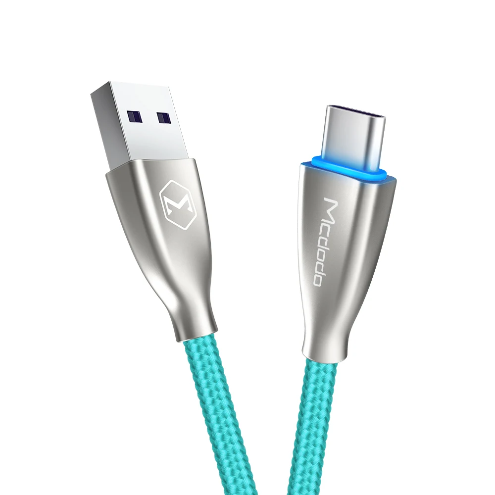 Mcdodo usb type C кабель 5A супер быстрая зарядка USB C кабель для передачи данных телефон шнур для huawei mate 30 P30 Pro светодиодный зарядный кабель - Цвет: Water Green