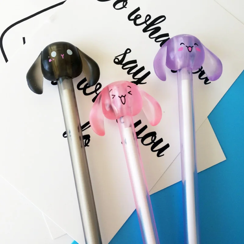 Корейский канцелярские 0 5 мм Kawaii Пластик черные чернила собака гелевые ручки