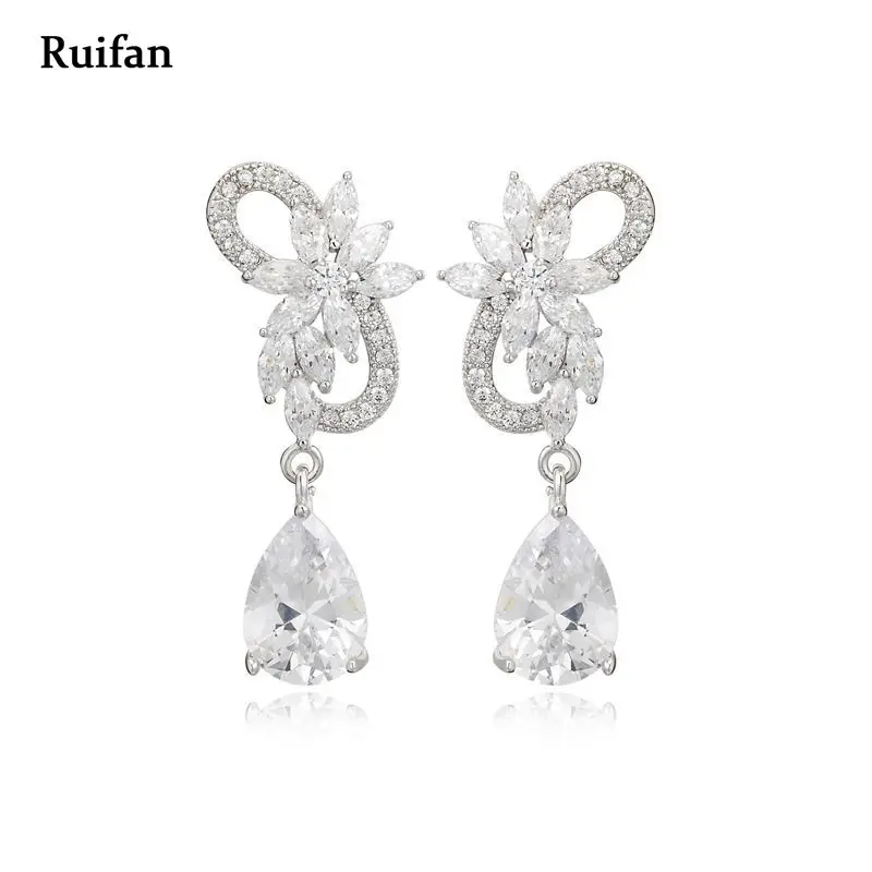 

Ruifan Elegant Waterdrop Cubic Zirconia Pure 925 Sterling Silver Drop Earrings for Women Female Fine Jewelry Jewelry YEA025