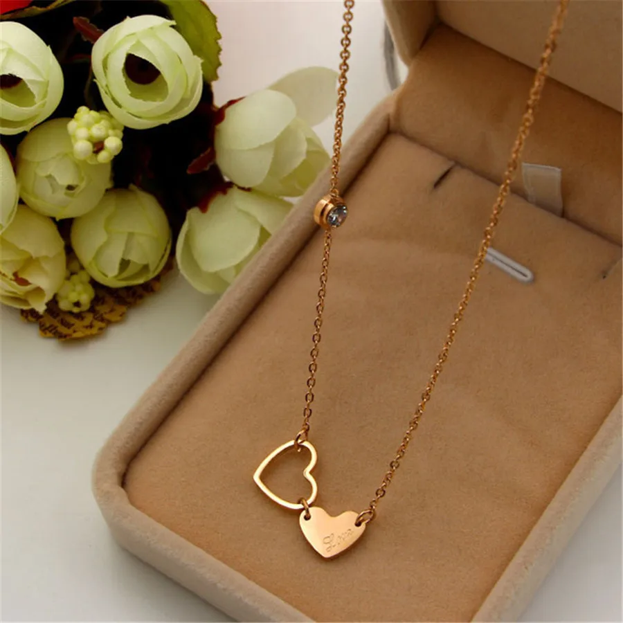 Martick высокое качество подвеска с двойными сердцами цепочка сияющими кубическими