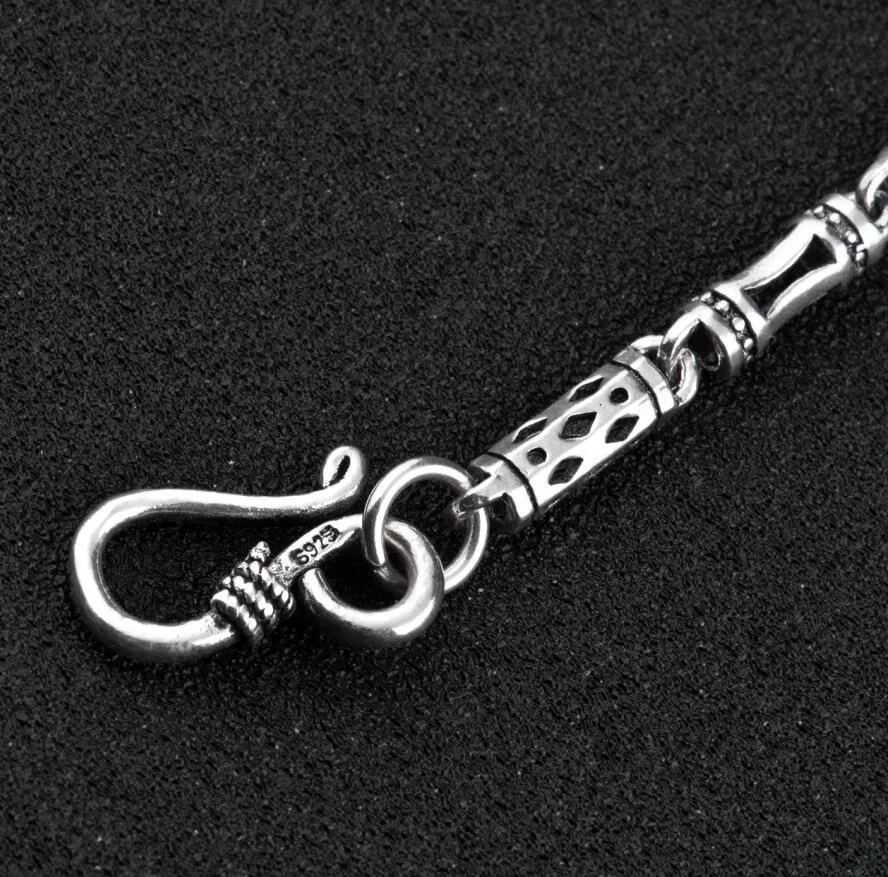 Чистое серебро, 925 пробы, серебряное мужское длинное толстое ожерелье-цепочка с крестом, S925 Ретро мода, тайские серебряные ювелирные изделия(HY