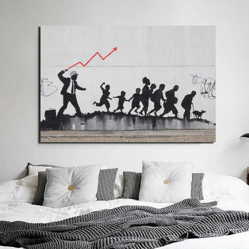 Художественные бегущие люди уличные граффити холст Картина гостиная украшение