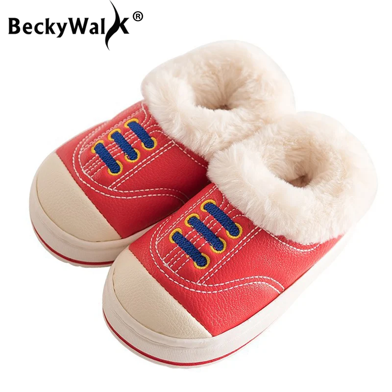 BeckyWalk/детские тапочки детская хлопковая зимняя домашняя обувь теплые