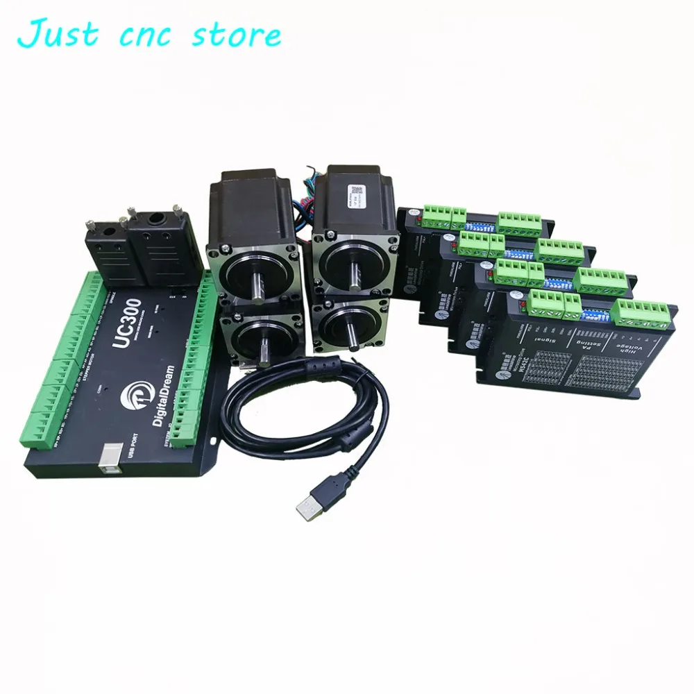 CNC mach3 USB 4 Axis Kit 4pcs M542C driver+ UC300 controller board + HS21A57 stepper motor |Драйвер двигателя| |