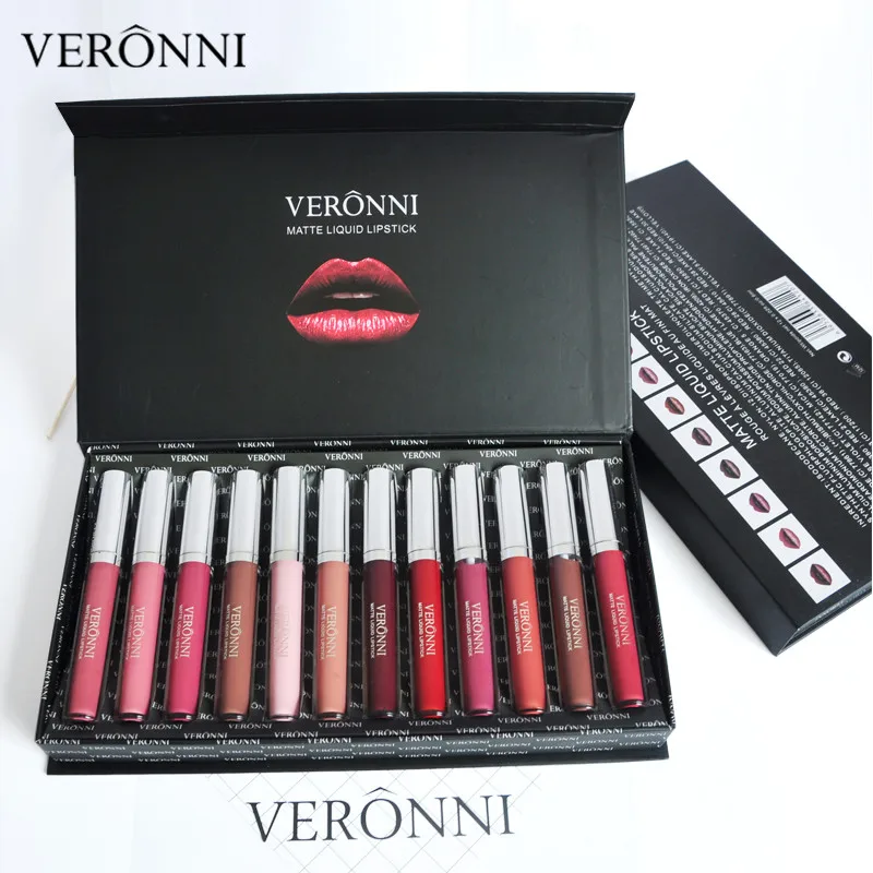 12 Colors Set Красота Косметика средства ухода за губами пятно макияж длительный матовый блеск для губ комплект 12 цветов Обнаженная жидкая губная - Цвет: 12 Colors Set