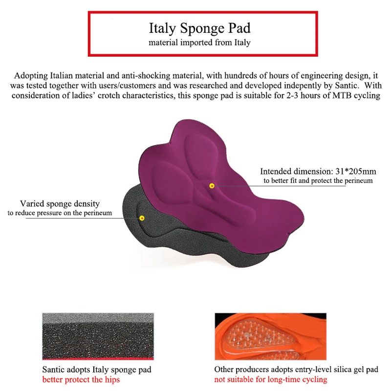 Велосипедная спортивная одежда Santic женские шорты с поролоновой подкладкой 4D
