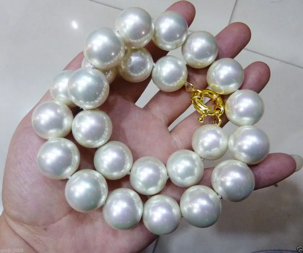 

RARE Huge 20mm White South Sea Shell Pearl Necklace 18" AAA+