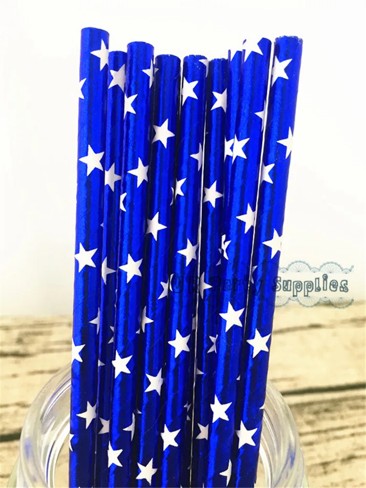 1000 шт. Фольга синий лозы Star Бумага Соломинки Свадьба Hen души ребенка Дети Обувь