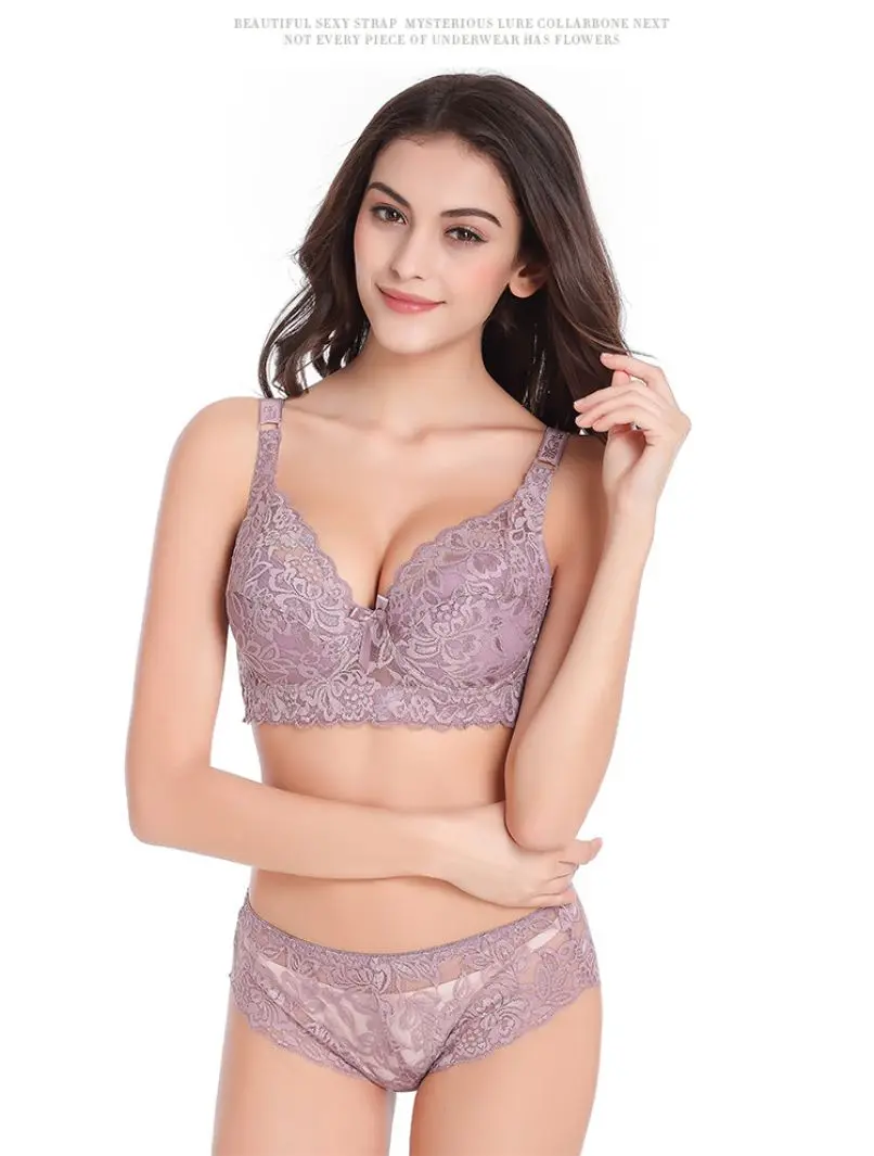 Ladies Sexy Underwear 3/4 Cup Padded Lace Sheer Bra Large Cup B C D Underwear Women Big Size Bra lingerie for Women
