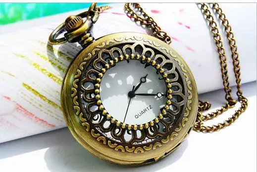 

10 piece /lot High Quality vintage Bronze Steampunk Quartz Pocket Watches Necklace Pendant with Chain Time