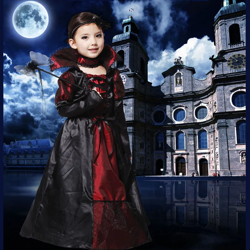 Платье Королевы вампира для девочек Детский карнавальный костюм на Хэллоуин