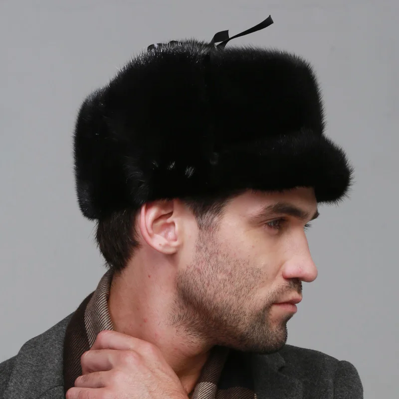 2018 зимние супер теплые шоу Мужские ушные муфты Рекс норковые меховые русская