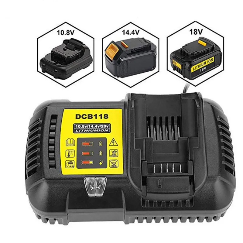 Новейшее быстрое зарядное устройство 4.5A DCB118 DCB101 для Dewalt 12 V 14,4 V 20 V литий-ионная батарея высокого качества