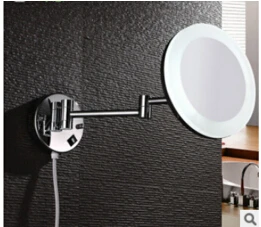 

Хромированное настенное зеркало для ванной комнаты, 8 дюймов, латунь, одно лицо, 3x круглое светодиодное зеркало для ванной, складное космети...