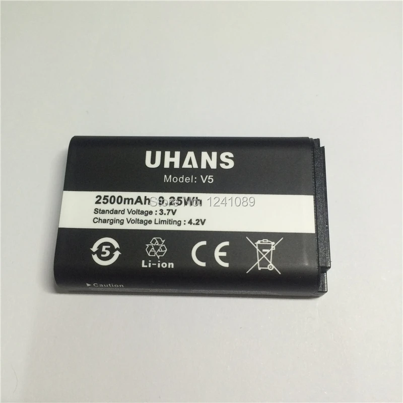 100% Оригинальный аккумулятор UHANS V5 2500 мАч оригинальное качество мобильный телефон