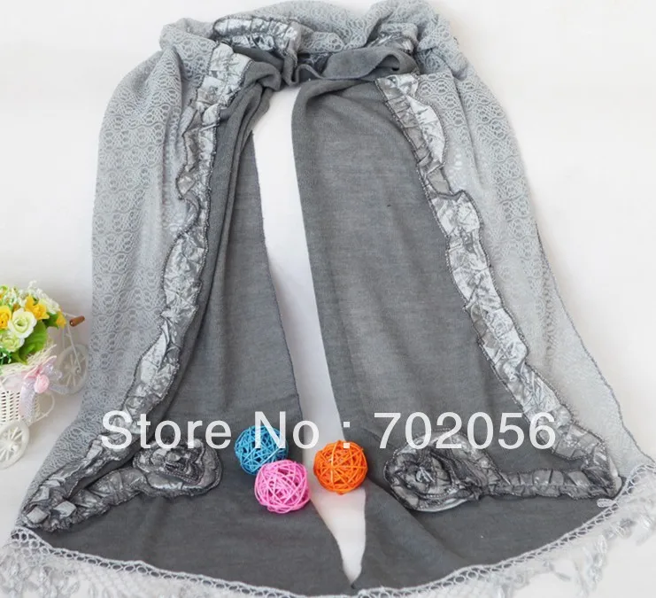 FASHION Lace scarf shawl wrap poncho SCARF scarves stole 180*35cm 18PCS/LOT #3091 | Аксессуары для одежды