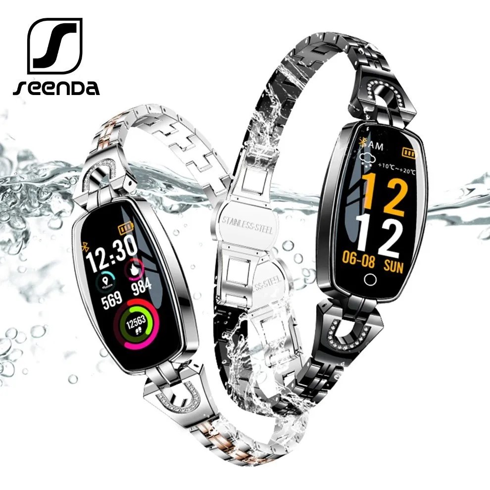 Женские Водонепроницаемые Смарт часы SeenDa умный браслет с монитором сердечного