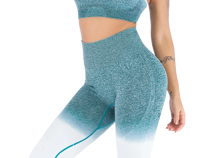 Sevencolorfit Ombre бесшовные леггинсы для Фитнес Высокая талия мульти тренажерный зал с йогой штаны Леггинсы Спортивные Для женщин леггинсы