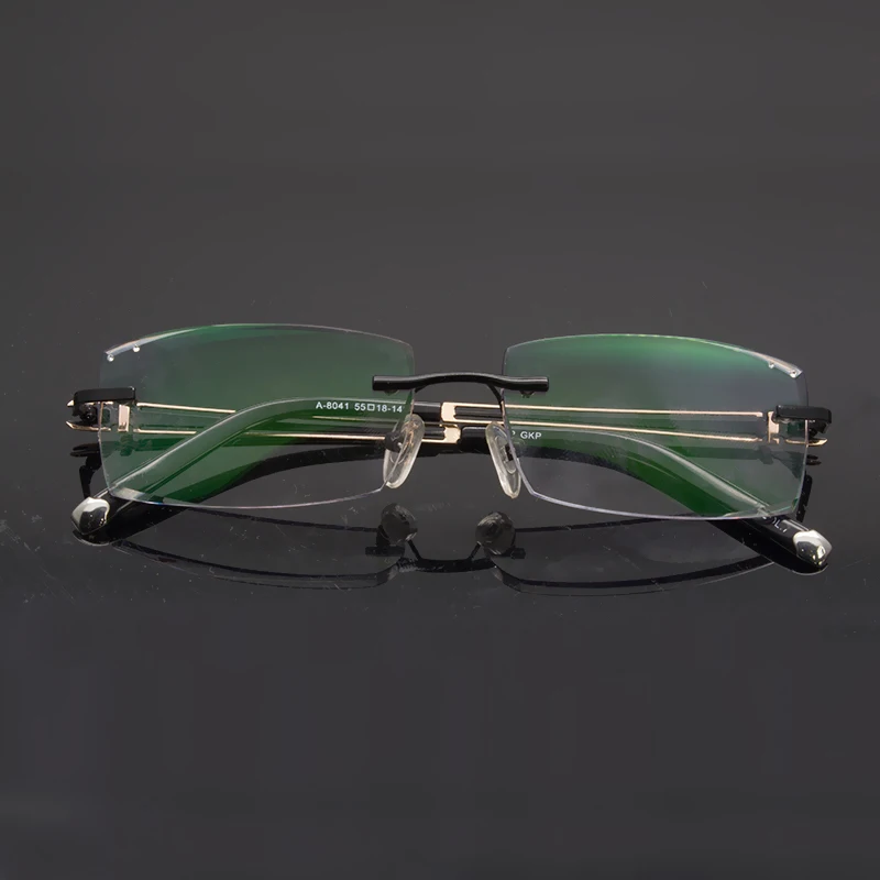 

Men Eyewear 8041 Diamond Trimming Cutting Rimless Eyeglasses Prescription Optical Glasses Frame for Man Spectacles