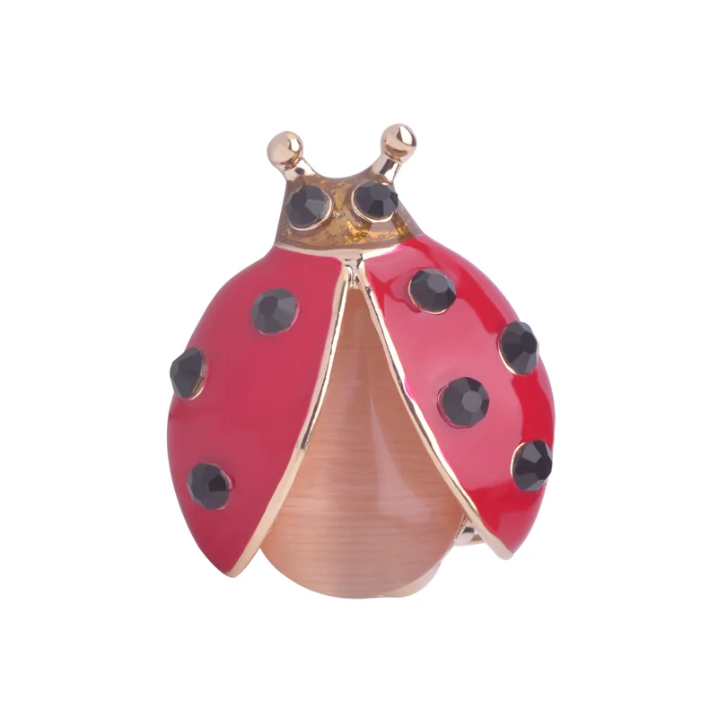 Маленькая вырезанная Красная божья коровка броши корсаж кошачий глаз опал