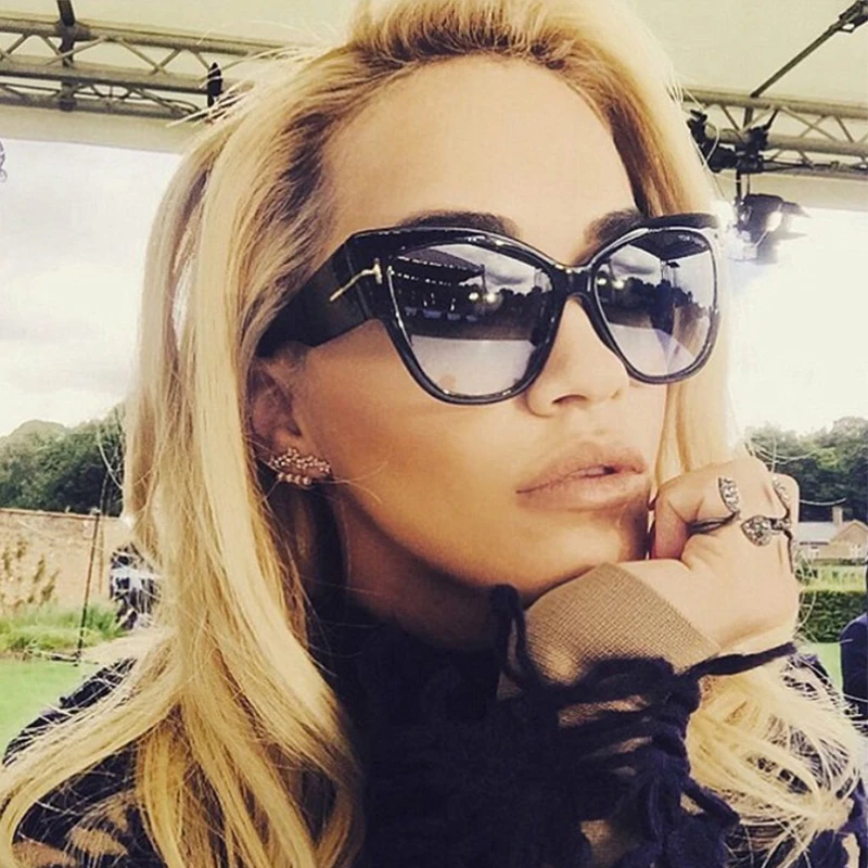 RBUDDY/женские солнцезащитные очки кошачий глаз большого размера фирменный дизайн