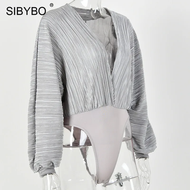 Sibybo, сексуальный комбинезон с глубоким v-образным вырезом в стиле пэчворк, женский модный Свободный комбинезон с длинным рукавом, Осенний повседневный комбинезон, комбинезон