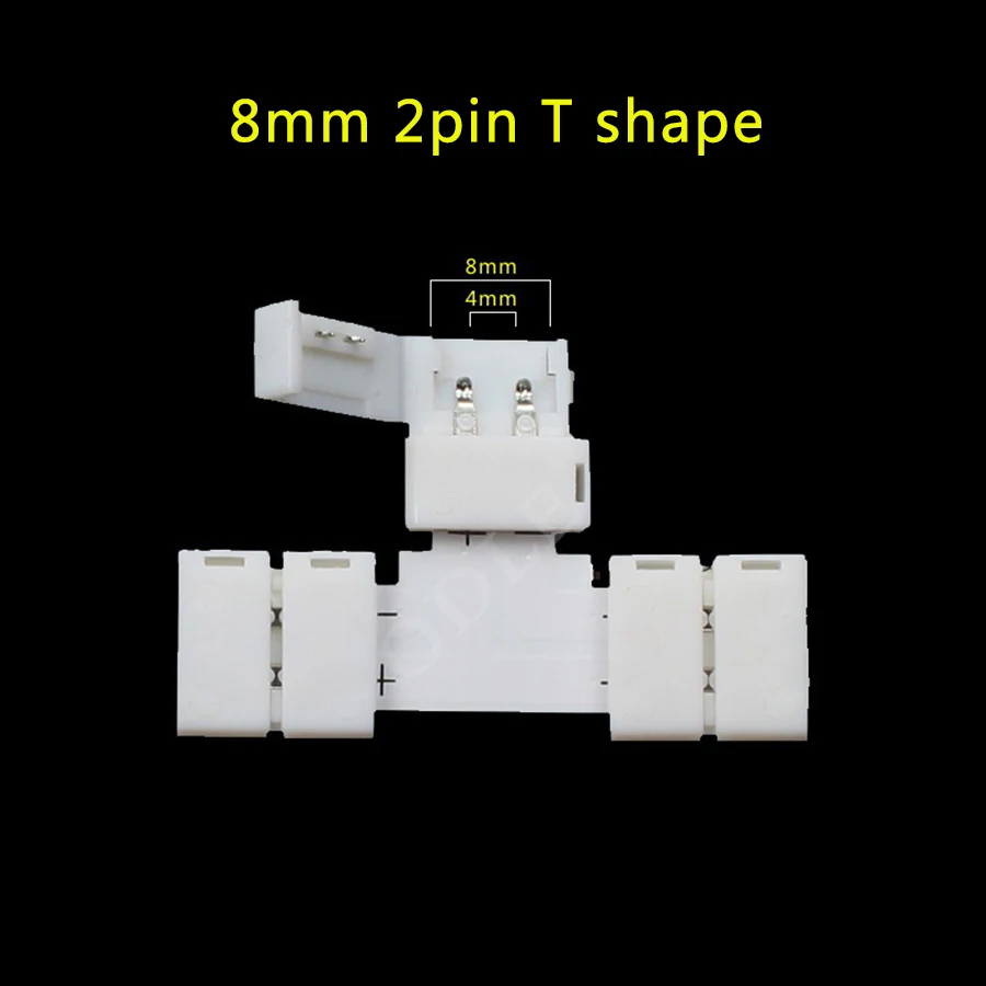 Угловой адаптер для одноцветной светодиодной ленты 3528 8 мм 2pin T L X|8mm connector|l connectorled