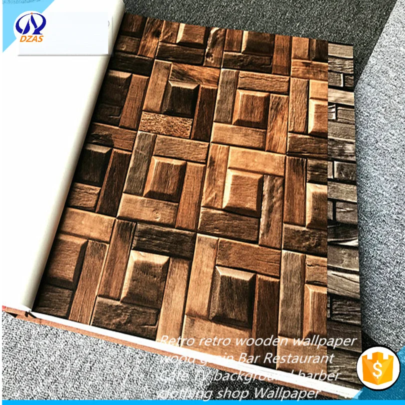 

2018 Retro retro wooden wallpaper personalized wood grain Bar Restaurant Cafe TV background barber AS-CX clothing shop Wallpaper