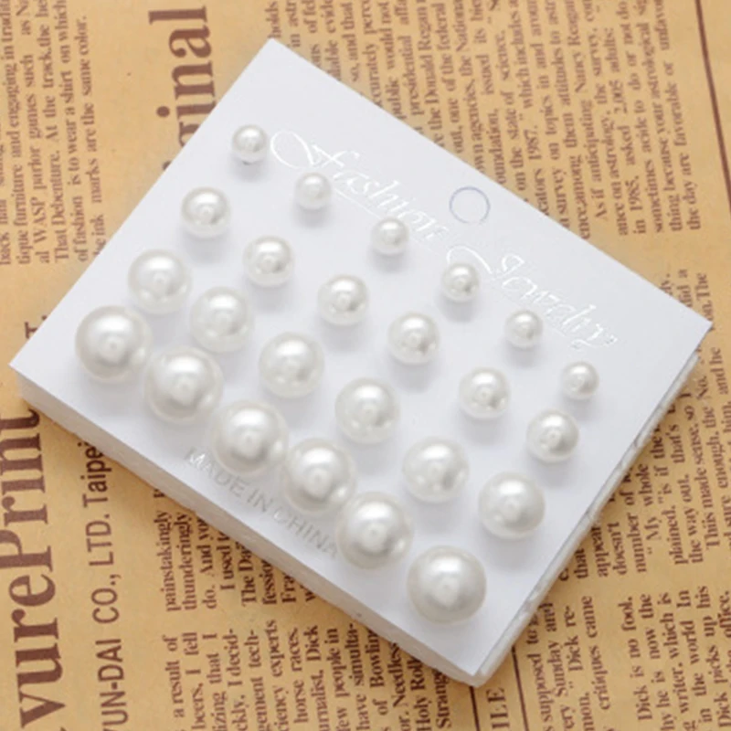 12 пар модные Кранчер дизайн Белый Серьги с жемчугом Для женщин уха