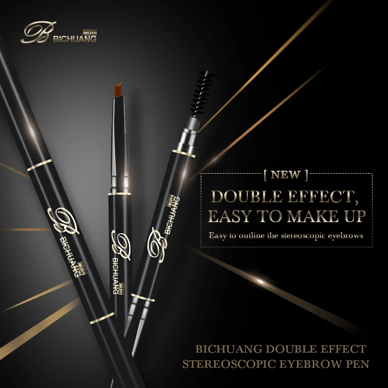 Черный коричневый автоматический карандаш для бровей с двойной головкой щеткой