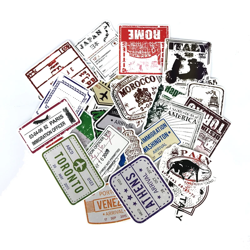TD ZW 60Pcs Retro Postmark Postage Stamp Stickers Decal For Snowboard Laptop Luggage Car Fridge Car- Styling Sticker Pegatina | Игрушки и