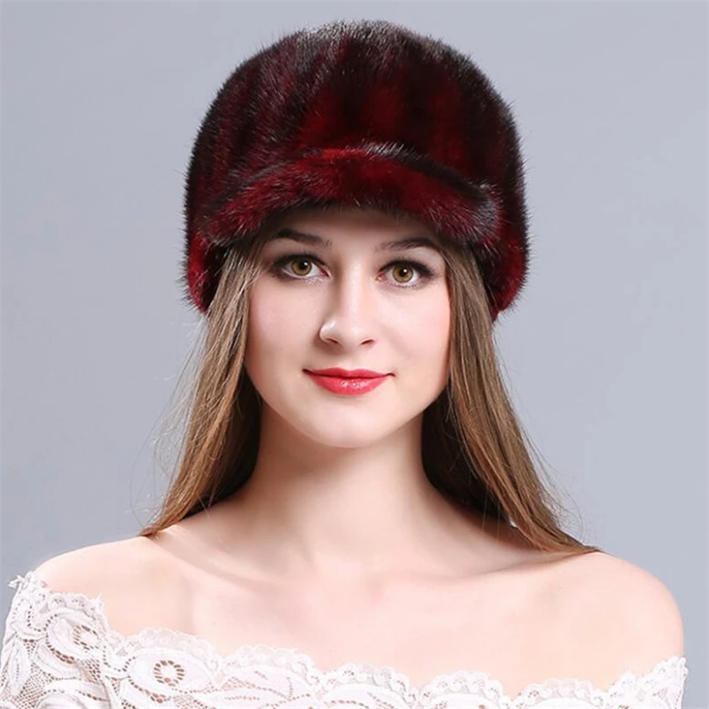 IANLAN Deluxe натуральный мех кепки с козырьком Повседневная натуральная норковая