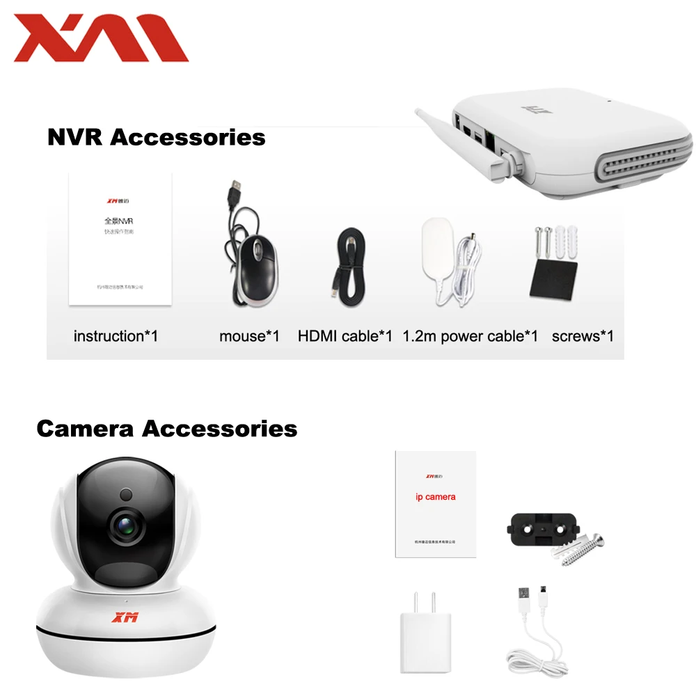 XM 4CH Беспроводная система видеонаблюдения 960P HD NVR IR Ночная IP камера Wi Fi комплекты