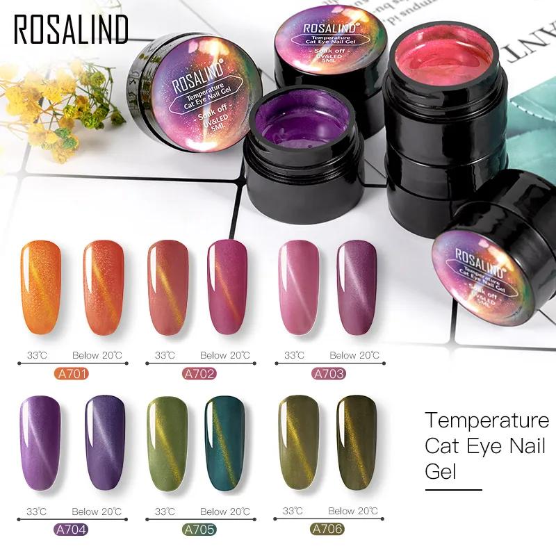 Гель лак для ногтей ROSALIND гибридные Лаки кошачий глаз с изменением температуры 5