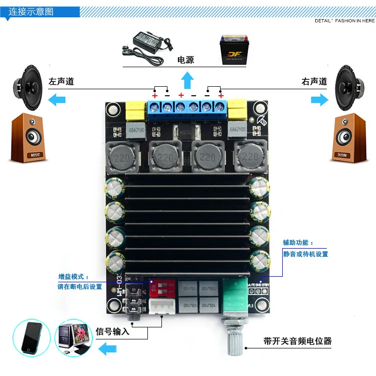 Цифровой усилитель аудиоплата TDA7498 Power Audio Amp 2 0 усилители класса D