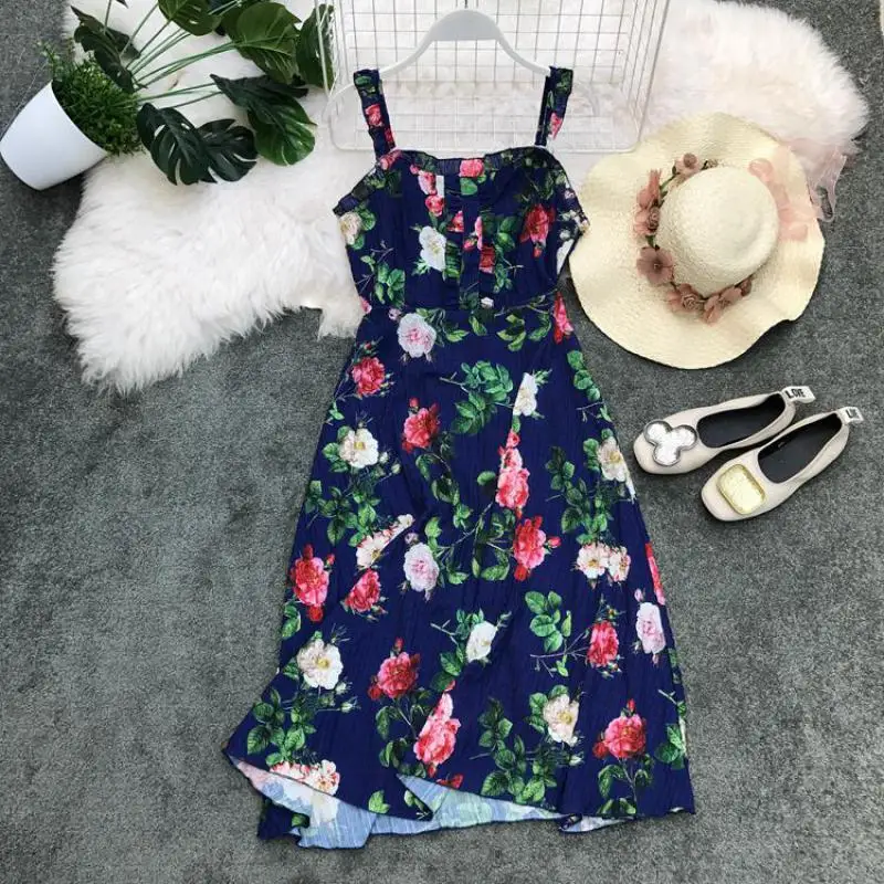 Новое летнее облегающее платье женское тонкое винтажное сексуальное с цветочным