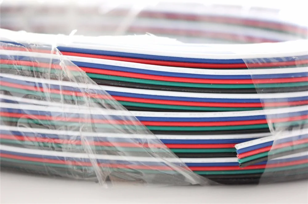 Бесплатная доставка 50 м/лот RGBW 5 контактный кабель провод для светодиодной ленты